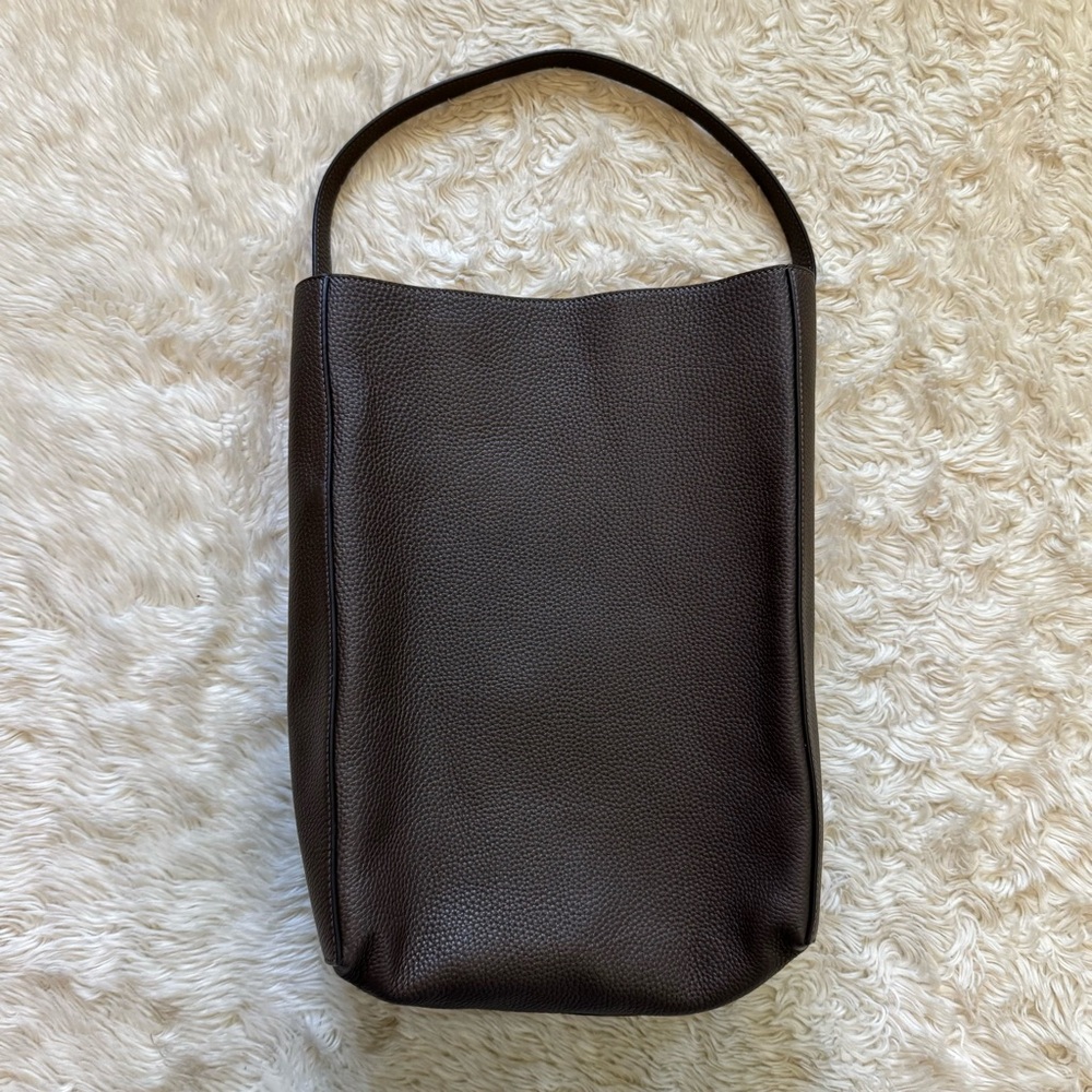 KHAITE Dark Brown Pebbled Leather Shoulder Bag